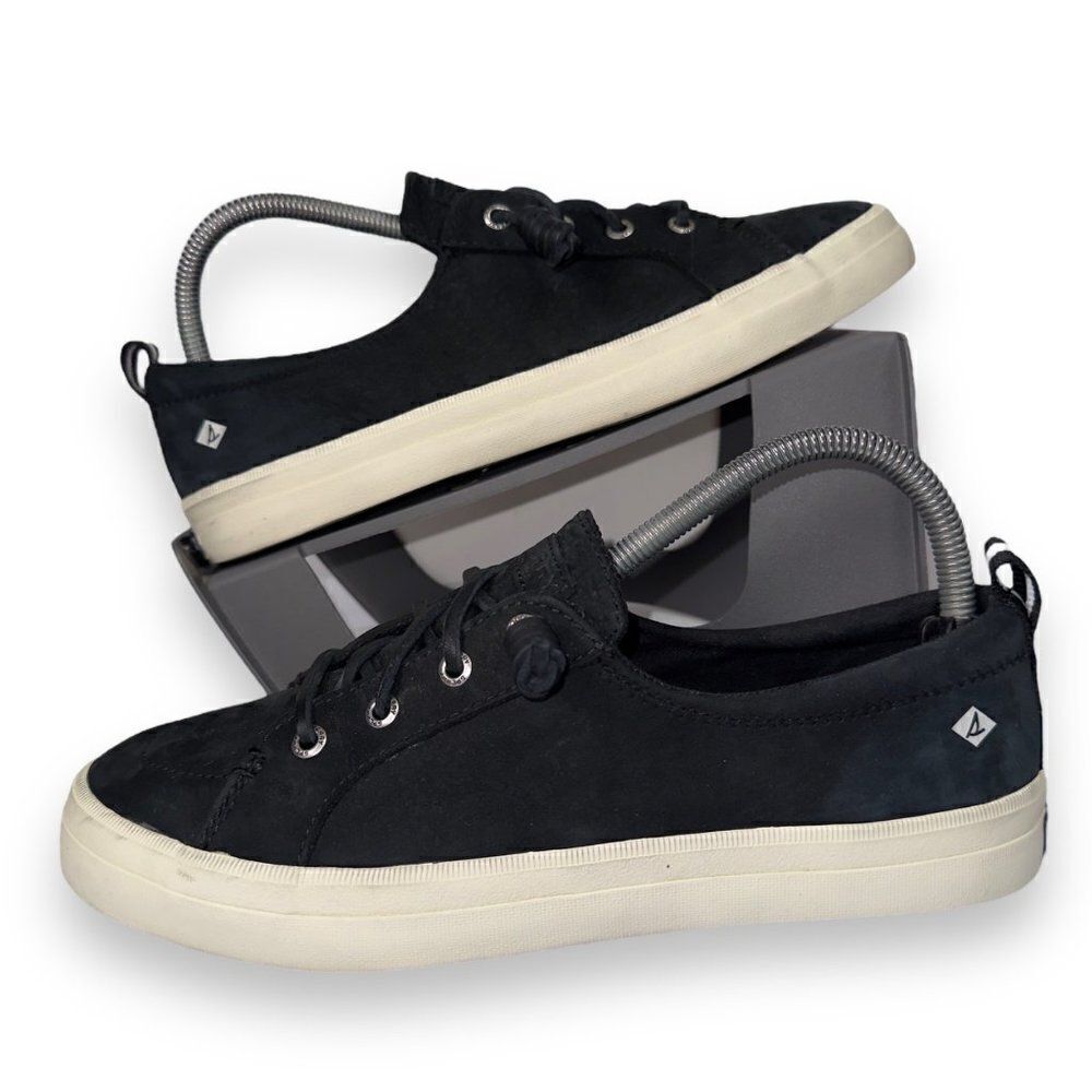 Sperry Crest Vibe Classic‎ Comfort Sneakers Black Leather STS82399 Women's 8